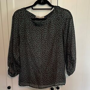 Loft-Polka Dot Sheer Blouse - Black and Blue